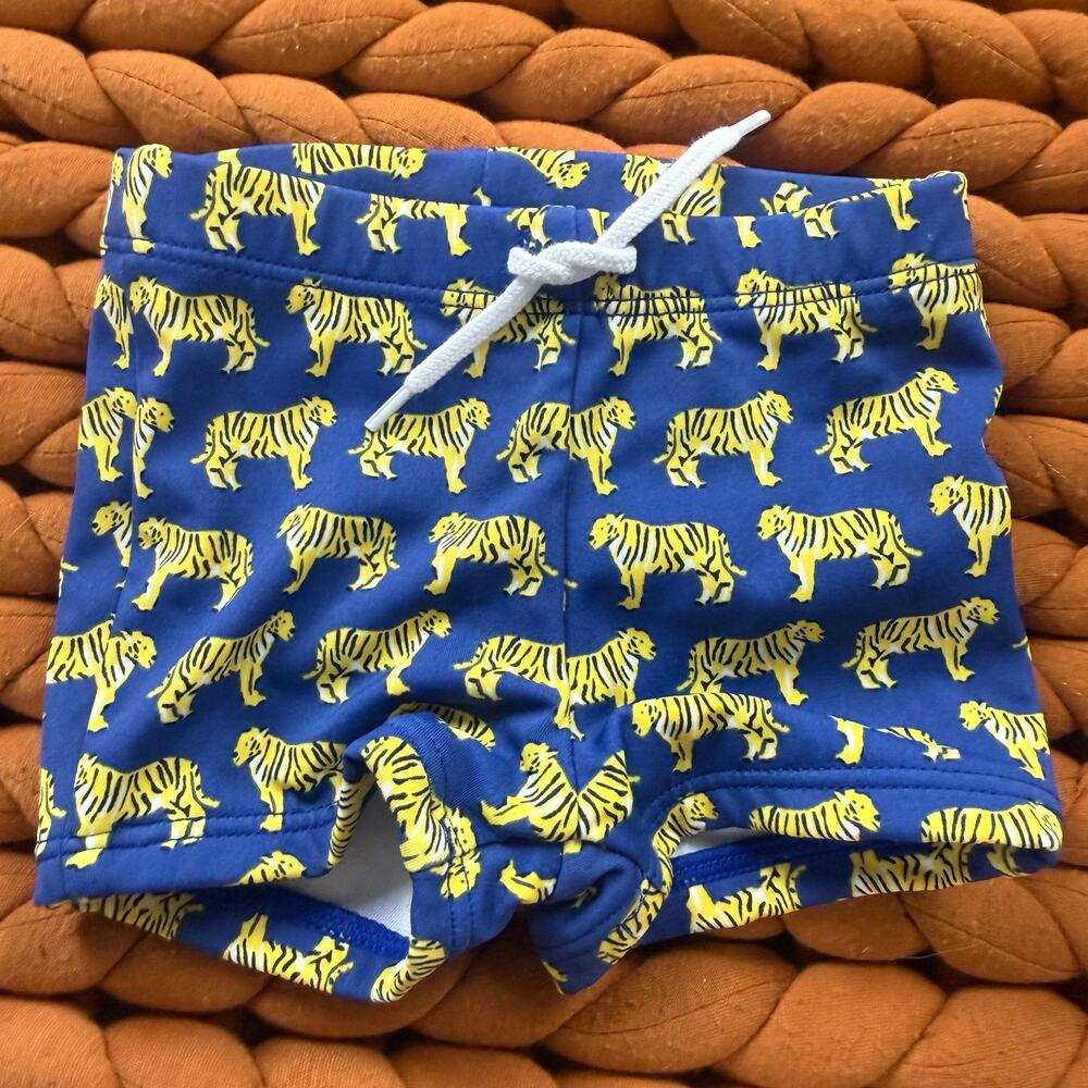 Janie & Jack Baby Boy Euro Swimmer Swimsuit Swim Bottoms 0-3 Months Blue Tiger